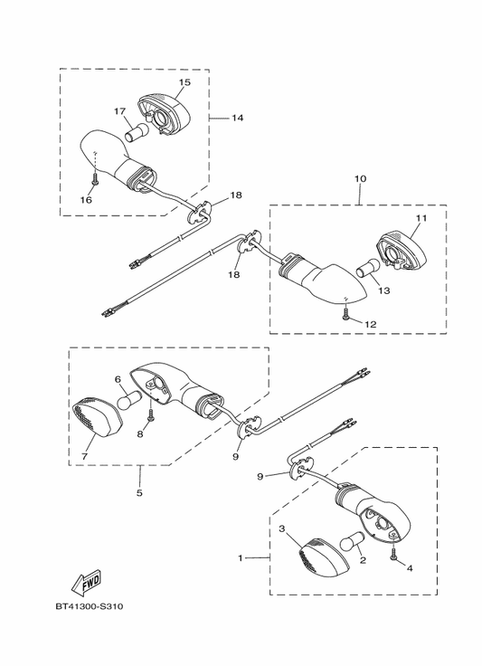 Yamaha 2SB-H3310-00 Front Flasher Light Assy 1 — shown on the Flasher Light parts diagram