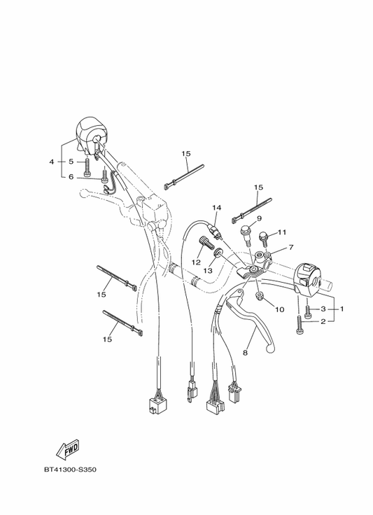Yamaha 98507-05042 . Screw, Pan Head — shown on the Handle Switch & Lever parts diagram