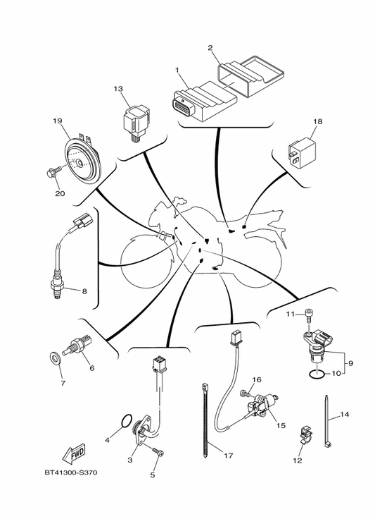 Yamaha 93210-23801 O-Ring — shown on the Electrical 2 parts diagram