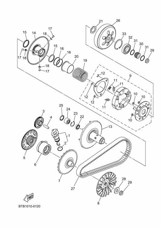 Yamaha B5D-E7465-30 Seal — shown on the Clutch parts diagram