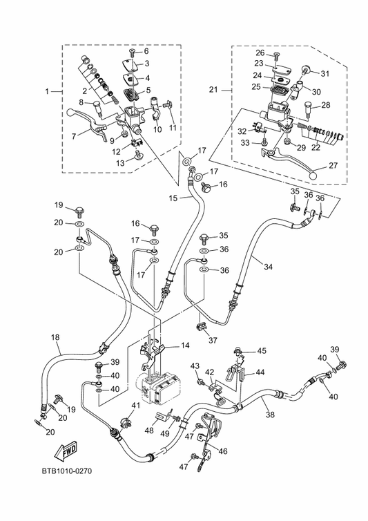 Yamaha BLS-F5522-00 Holder — shown on the Front Master Cylinder parts diagram