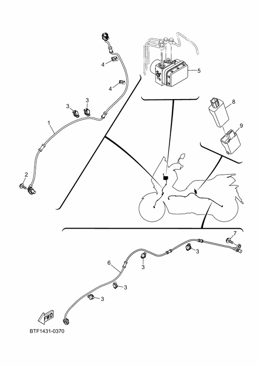 Yamaha B6H-H5970-00 Wheel Sensor Assy, Front — shown on the Electrical 3 parts diagram