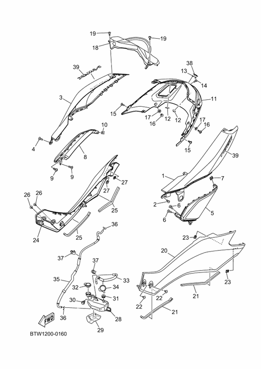 Yamaha BLS-F1721-00-P7 Cover, Side 2 — shown on the Side Cover parts diagram