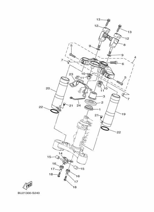 Yamaha BU2-2334H-00 Bracket 2 — shown on the Steering parts diagram