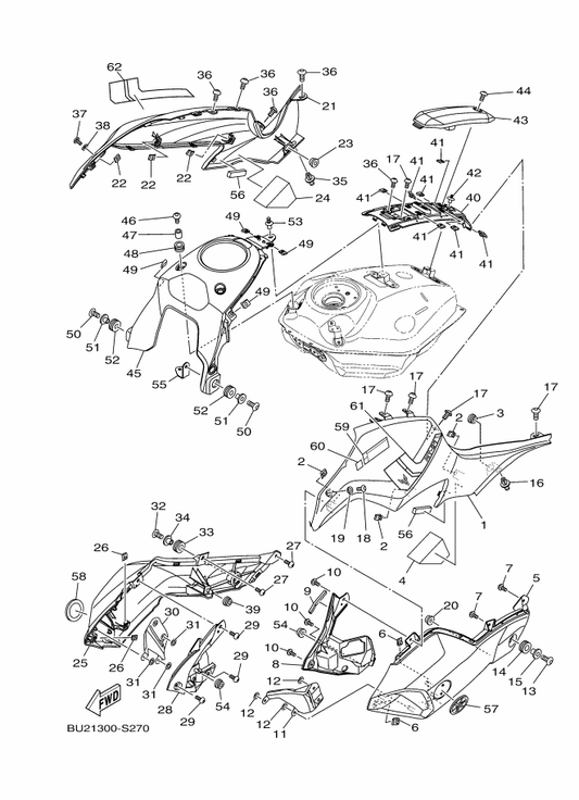 Yamaha 1WS-24139-00-PA Cover, Side 2 — shown on the Fuel Tank 2 parts diagram