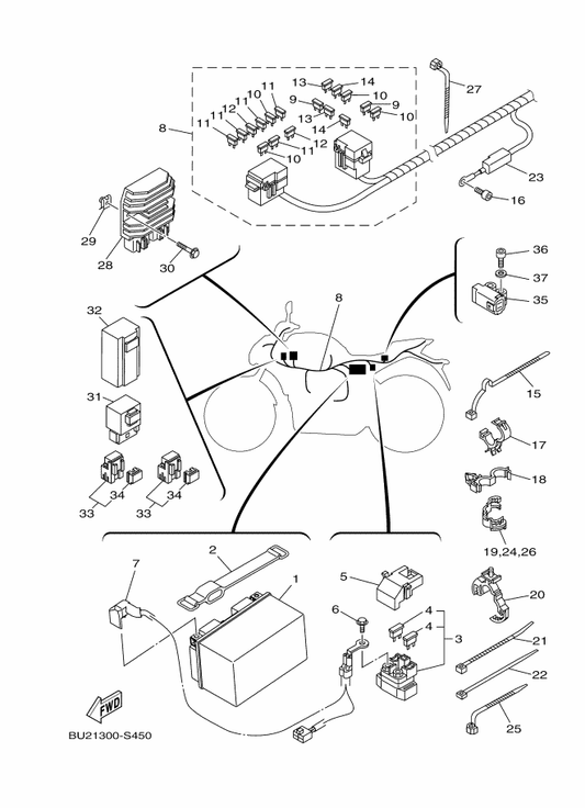 Yamaha 1WS-81916-00 Cover, Terminal — shown on the Electrical 1 parts diagram