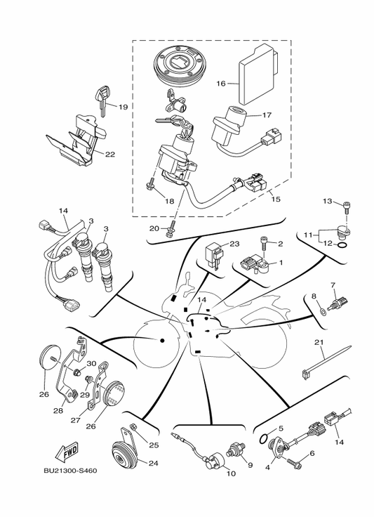 Yamaha 1WS-81662-00 Cover, Connecter — shown on the Electrical 2 parts diagram