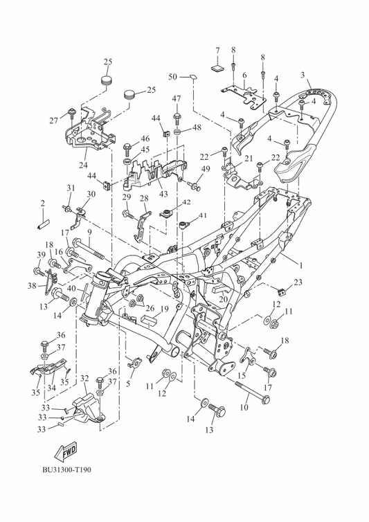 Yamaha B34-F1110-10 Frame Comp. — shown on the Frame parts diagram