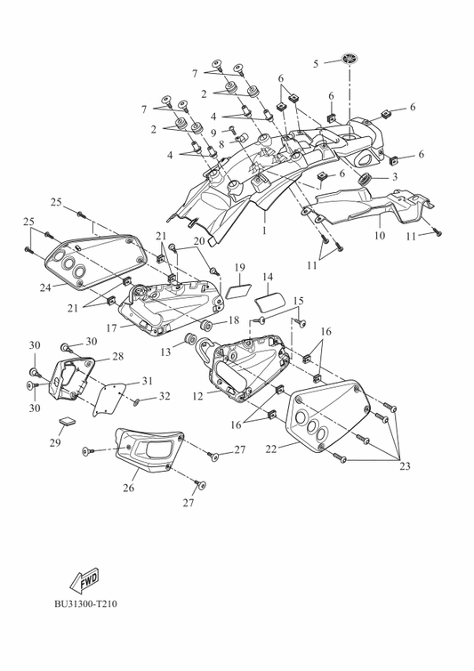Yamaha B34-F1731-00-P0 Cover, Side 3 — shown on the Side Cover parts diagram