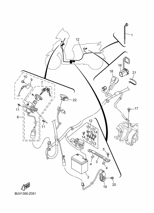 Yamaha BUV-H2590-00 Wire Harness Assy — shown on the Electrical 2 parts diagram