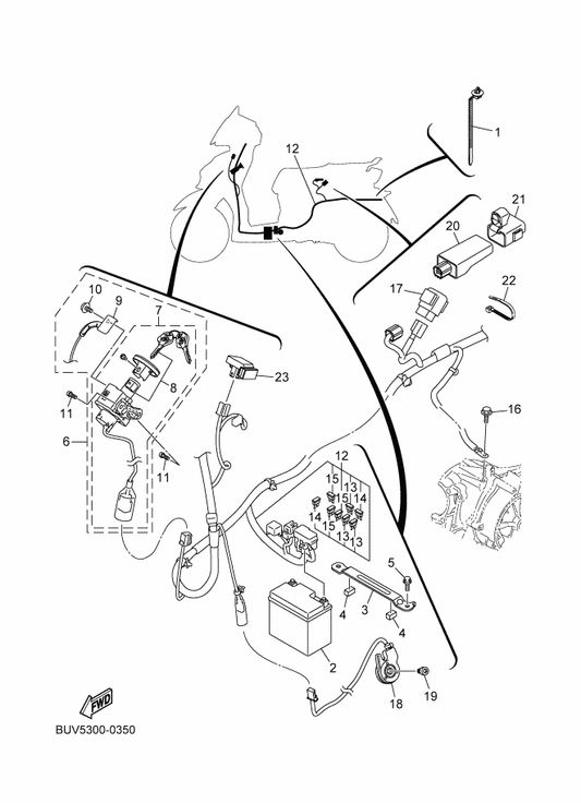 Yamaha B7J-H252E-00 . Main Switch Comp. — shown on the Electrical 2 parts diagram