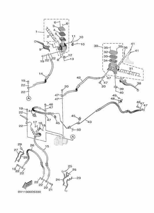 Yamaha BC3-2584D-00 Hose, Brake — shown on the Front Master Cylinder parts diagram