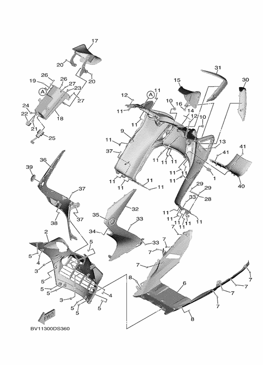 Yamaha BC3-28346-00-P1 Mole 2 — shown on the Leg Shield parts diagram