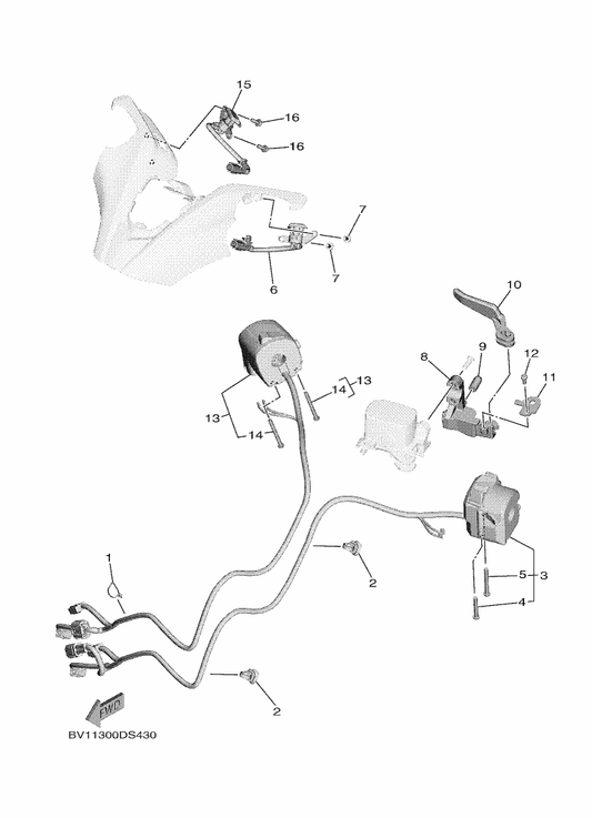 Yamaha BC3-25727-00 Bracket, Lever — shown on the Handle Switch & Lever parts diagram