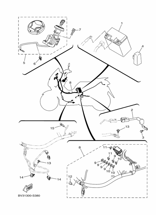 Yamaha 2DP-XH252-00 Main Switch Sub Assy. — shown on the Electrical 1 parts diagram