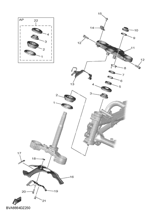 Yamaha BEB-23377-00 Bracket, Horn — shown on the Steering parts diagram