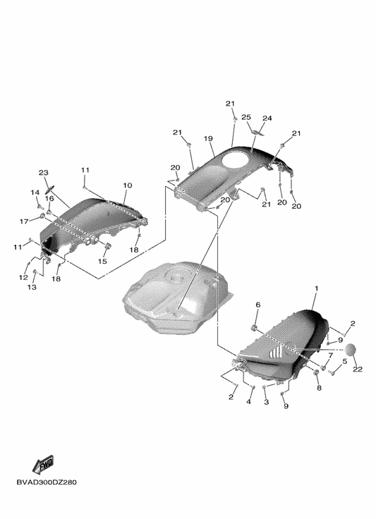 Yamaha BEB-2171A-00-P0 Cover, Top — shown on the Fuel Tank 2 parts diagram