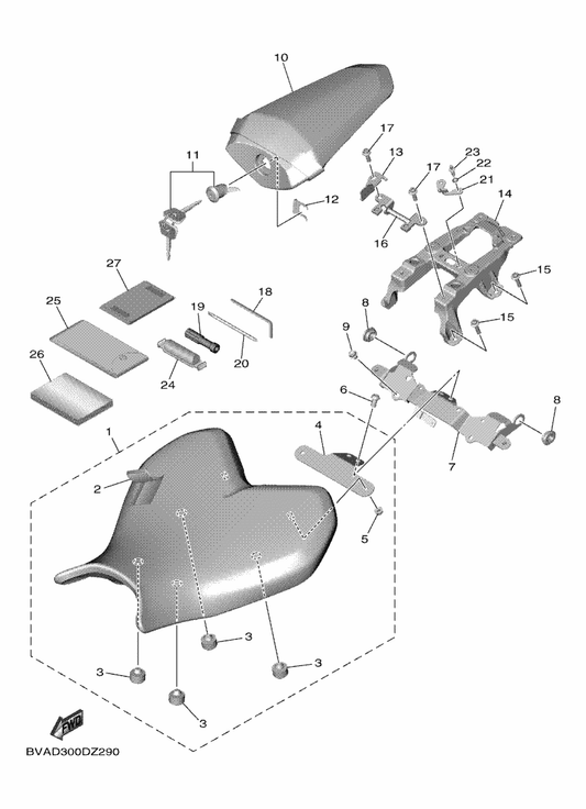 Yamaha BVA-28199-G0 Manual,Owner'S — shown on the Seat parts diagram