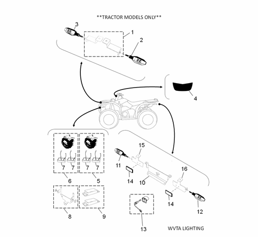 Yamaha YME-FRRB7-01 Rear Right Bracket Atv 700 — shown on the Wvta Lighting parts diagram