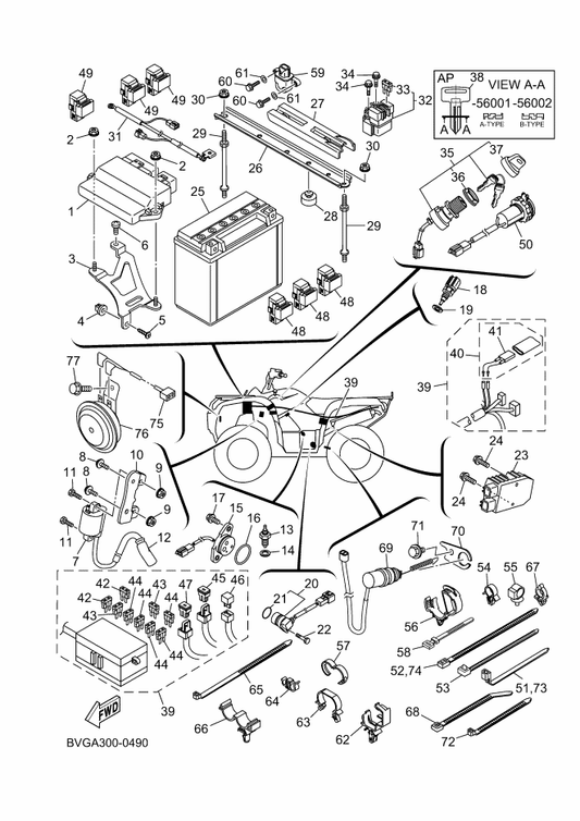 Yamaha 90119-06137 Bolt, With Washer — shown on the Electrical 1 parts diagram