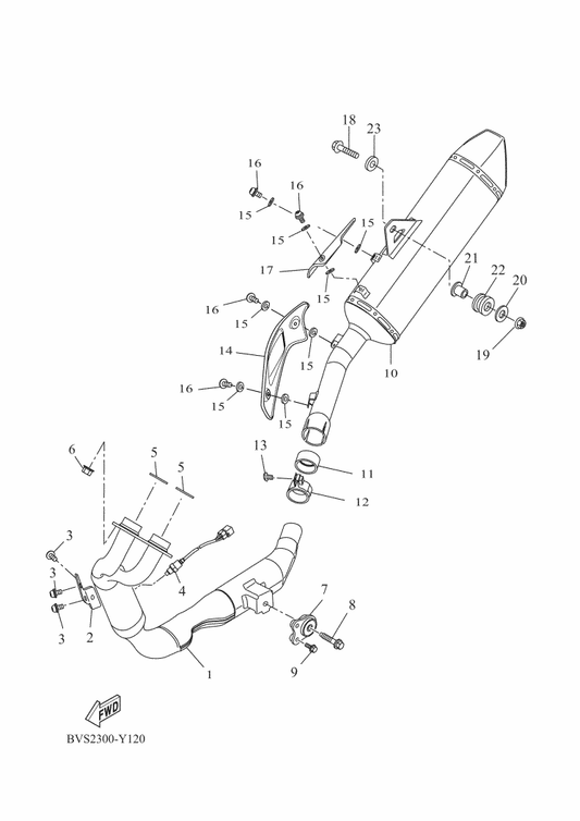 Yamaha BNW-E4592-00 Screw — shown on the Exhaust parts diagram