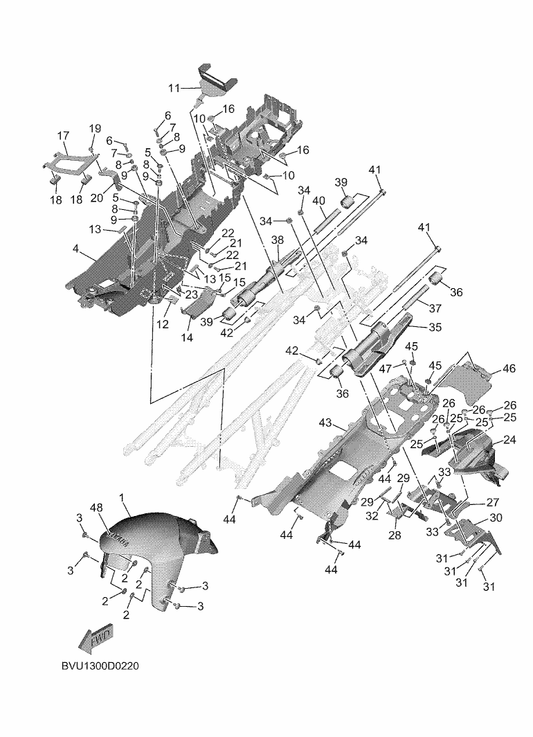 Yamaha 90201-06035 Washer, Plate — shown on the Fender parts diagram