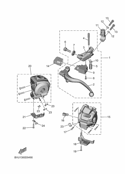 Yamaha BME-8246B-00 Cover 1 — shown on the Handle Switch & Lever parts diagram
