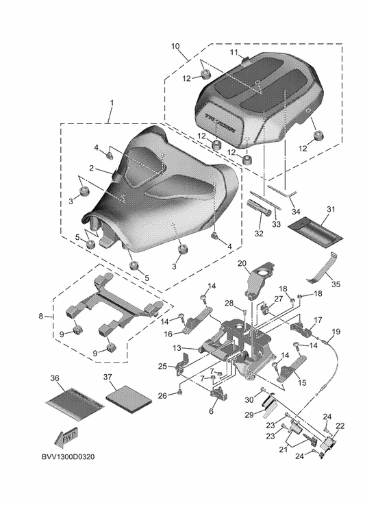 Yamaha 14B-28164-00 Wrench, Hexagon 8 — shown on the Seat parts diagram