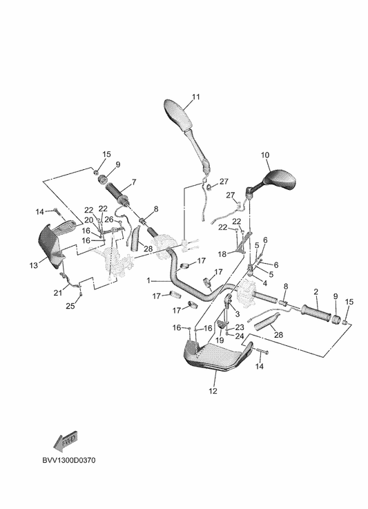 Yamaha 90110-08232 227 Bolt Hex, Socket Hd — shown on the Steering Handle & Cable parts diagram