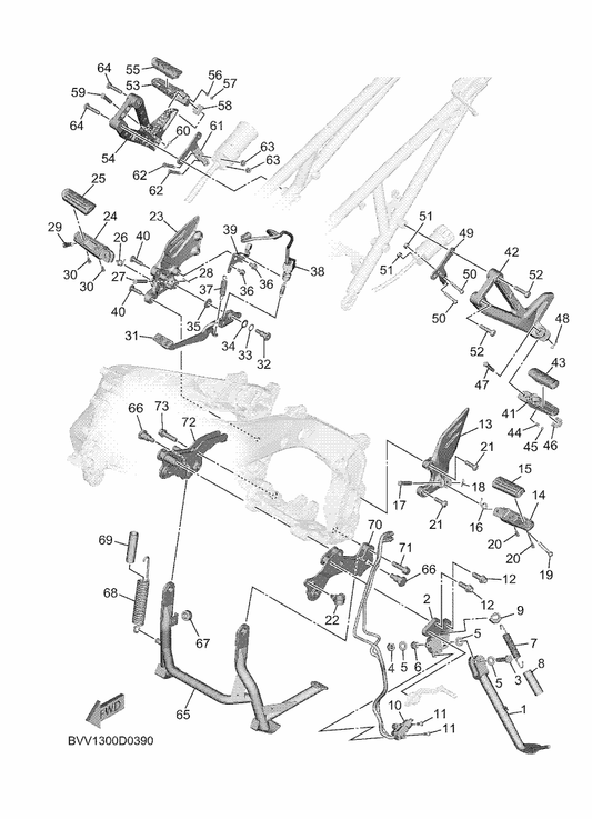 Yamaha 90201-08053 Washer, Plate — shown on the Stand & Footrest parts diagram