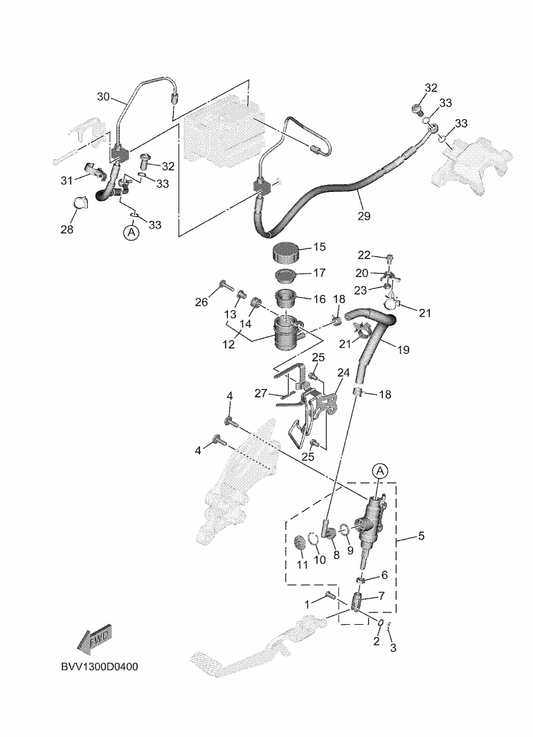 Yamaha 90464-18013 Clamp — shown on the Rear Master Cylinder parts diagram