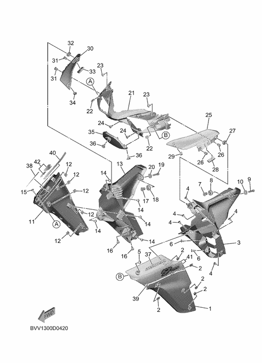 Yamaha 90520-08009 Damper, Plate — shown on the Cowling parts diagram