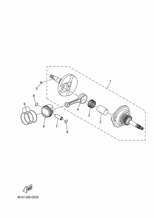 Yamaha BPB-E1631-00 Piston (Std) — shown on the Crankshaft & Piston parts diagram