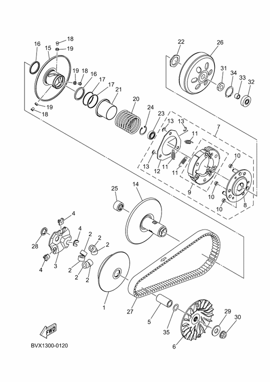 Yamaha 2DS-E6626-00 . Spring, Clutch Weight 1 — shown on the Clutch parts diagram