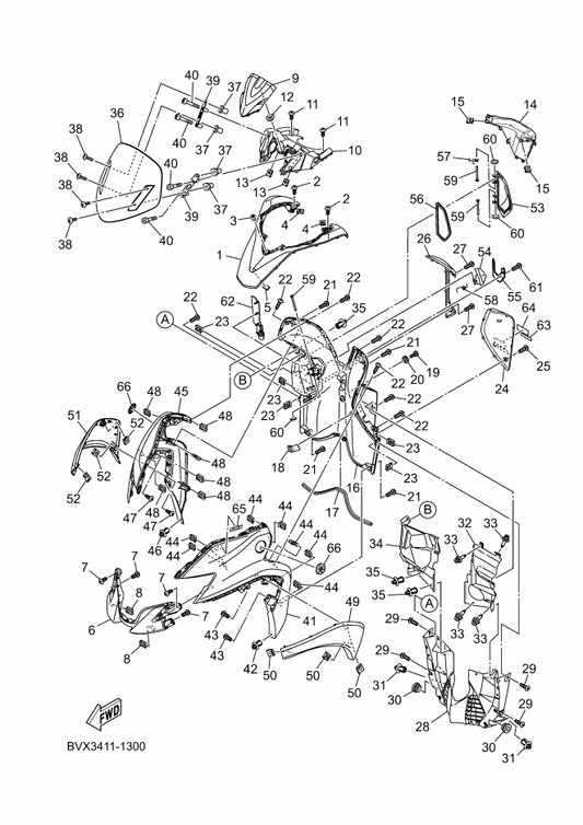 Yamaha 90480-01868 Grommet — shown on the Leg Shield parts diagram
