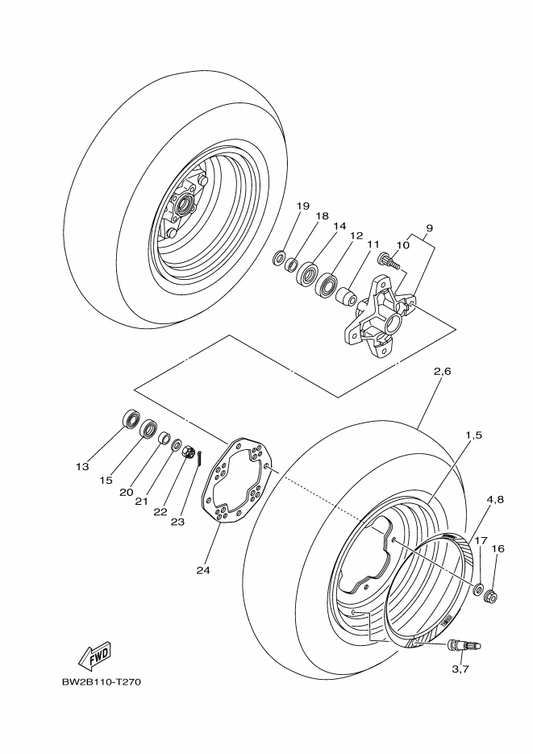 Yamaha B46-F51G1-20 Graphic 1 — shown on the Front Wheel parts diagram
