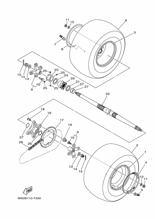Yamaha B46-F51G2-20 Graphic 2 — shown on the Rear Wheel parts diagram