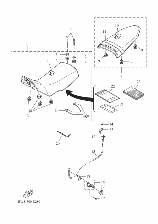 Yamaha 90387-07X09 . Collar — shown on the Seat parts diagram