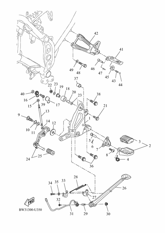 Yamaha 90109-10063 Bolt — shown on the Stand & Footrest parts diagram