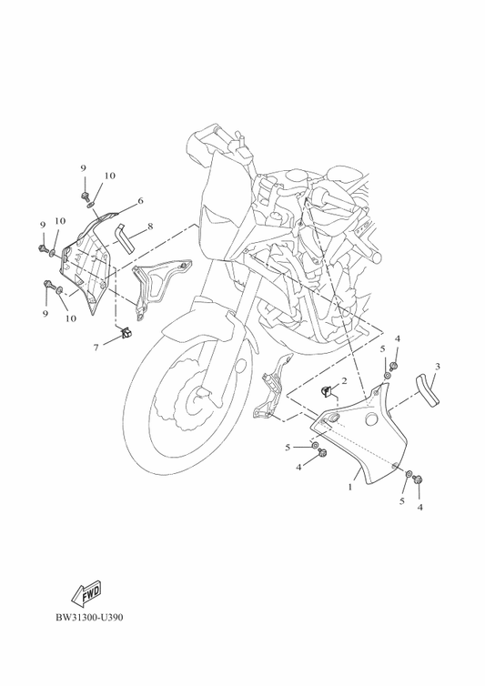 Yamaha BW3-F835U-00-P0 Panel 1 — shown on the Cowling 2 parts diagram