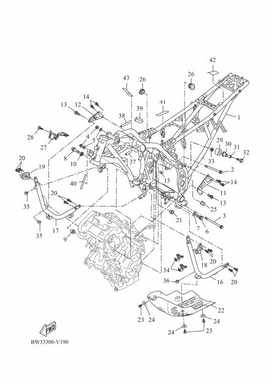 Yamaha BW3-F1471-00 Protector, Engine — shown on the Frame parts diagram
