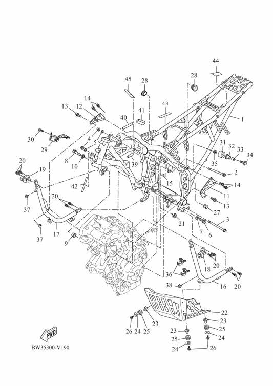 Yamaha BW3-F118G-00 Plate, Noise — shown on the Frame parts diagram