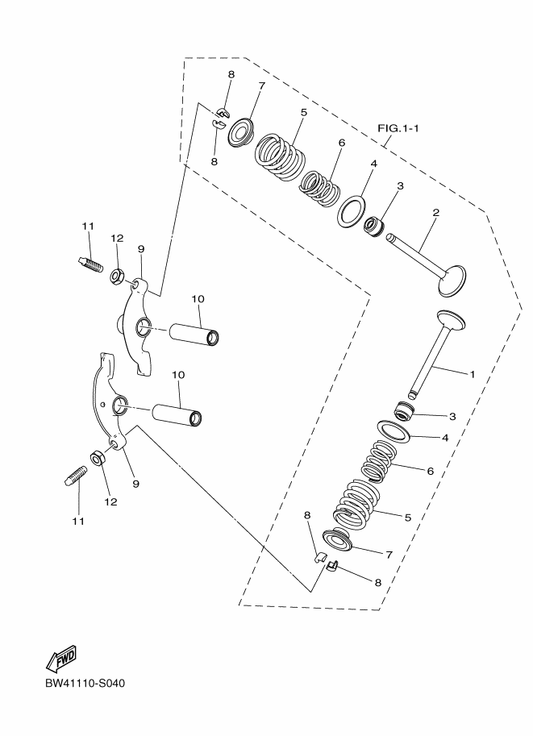Yamaha BW4-E2121-00 . Valve, Exhaust — shown on the Valve parts diagram