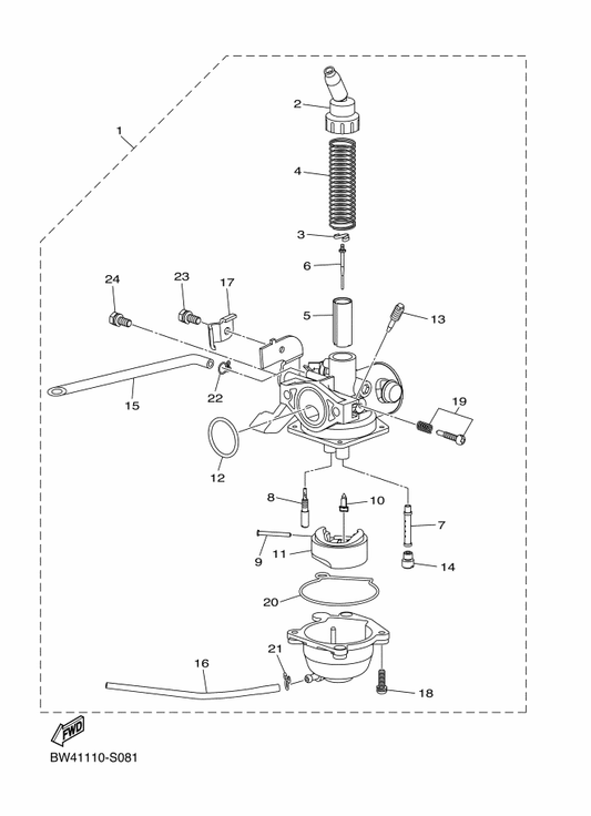 Yamaha BW4-E439D-00 . Cap, Mixing Chamber — shown on the Carburetor parts diagram