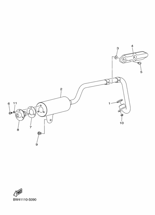 Yamaha BW4-E4617-20 Washer — shown on the Exhaust parts diagram