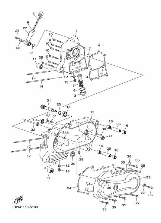Yamaha BW4-G2742-00 Bolt — shown on the Crankcase parts diagram