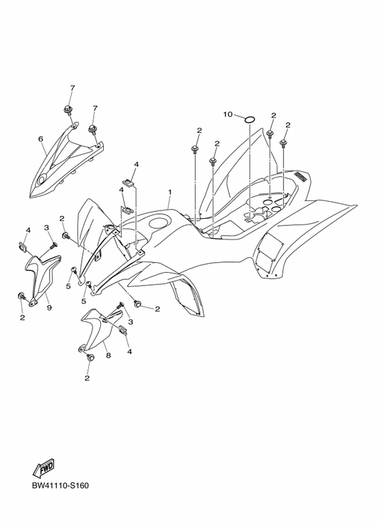 Yamaha BW4-F1500-A0 Front Fender Assy — shown on the Fender parts diagram
