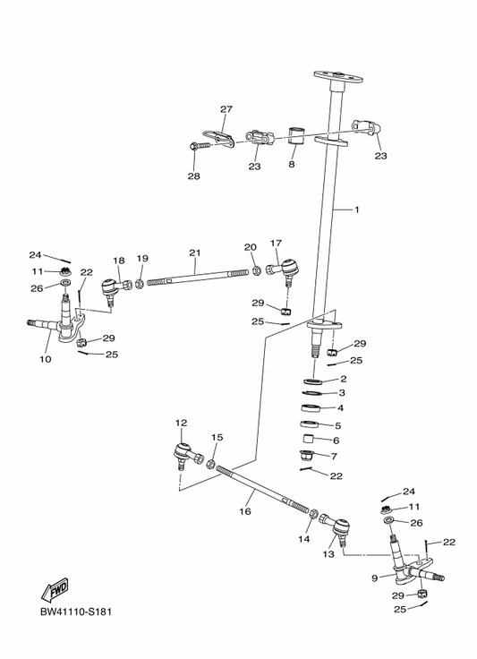 Yamaha BW4-F3845-10 Joint, Universal 2 — shown on the Steering parts diagram