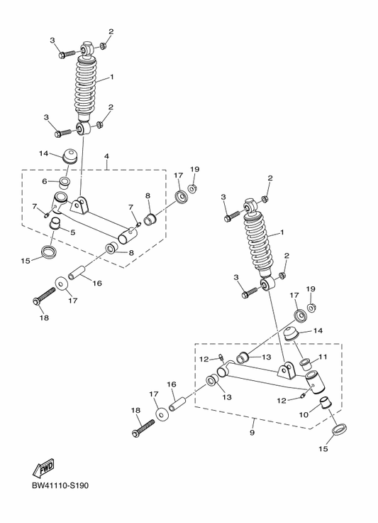 Yamaha BW4-F2129-00 Cover, Thrust 2 — shown on the Front Suspension & Wheel parts diagram