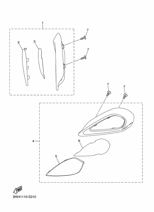 Yamaha BW4-H4191-00 . Graphic 2 — shown on the Headlight parts diagram